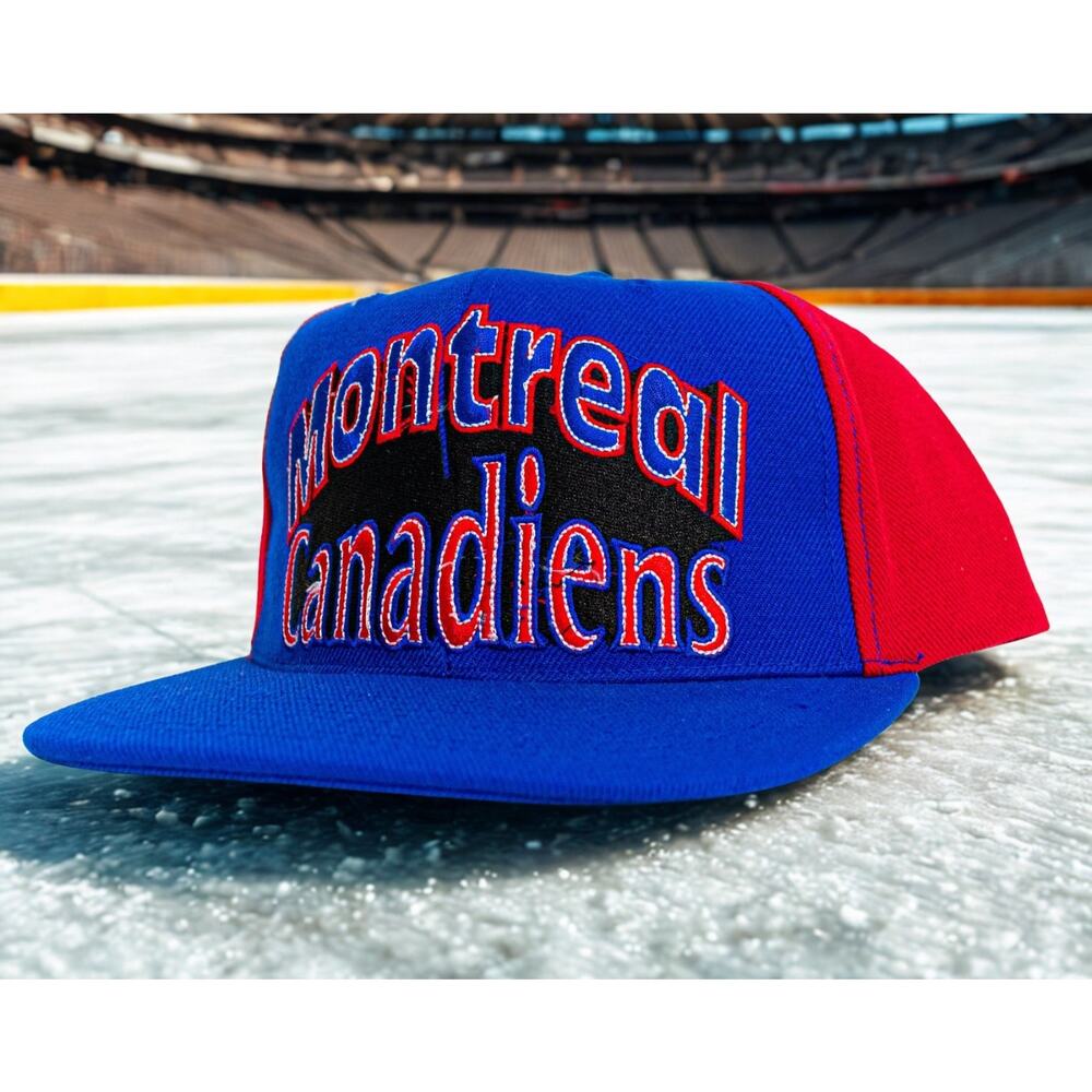 Montreal Canadiens AJD Snapback Hat 90s NHL Double Line Arc NWOT Vintage
